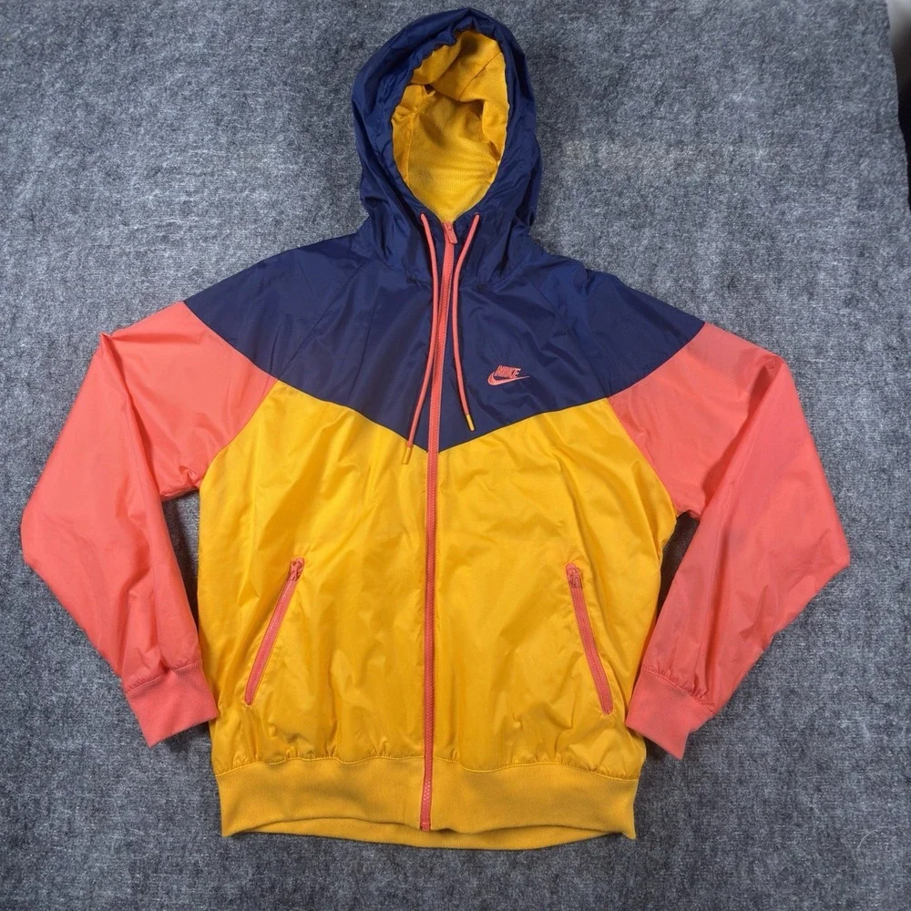 Nike Sportswear Windrunner Jacket Mens M Gold Blue Magic Ember AR2191-739